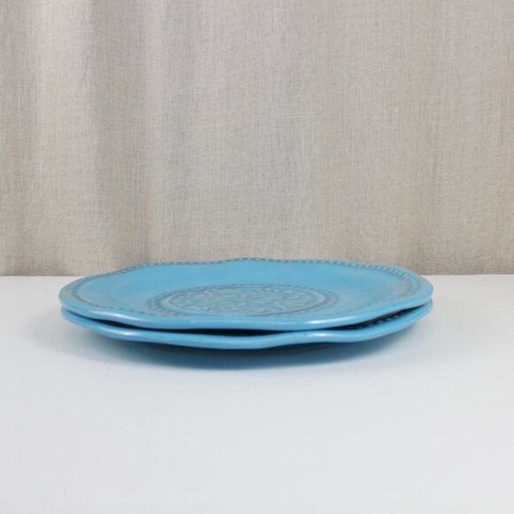 Il Mulino New York Tourquise Blue Melamine Plates Pair - Picture 2 of 6